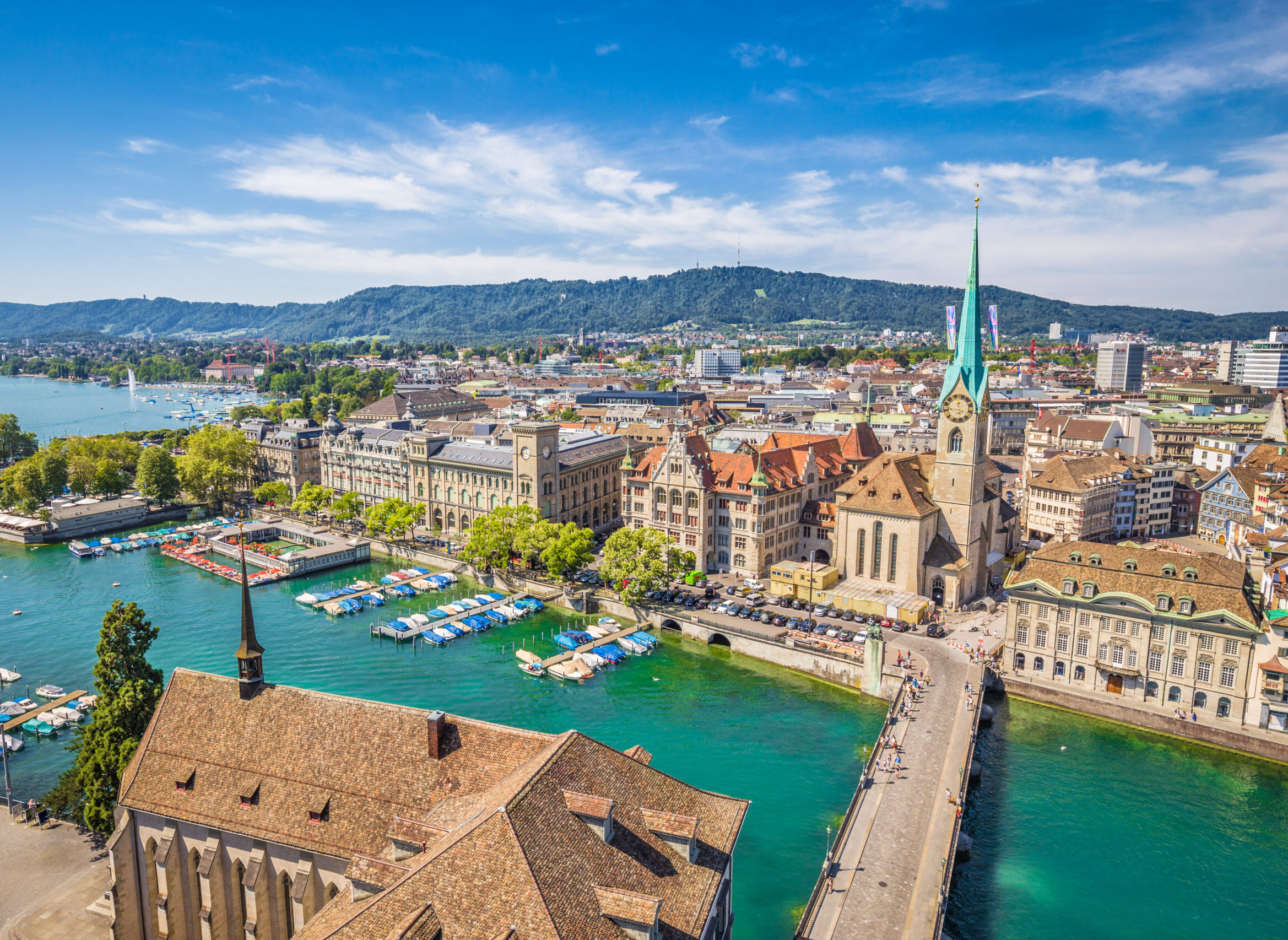 Historic city of Zürich with river Limmat, Switzerland